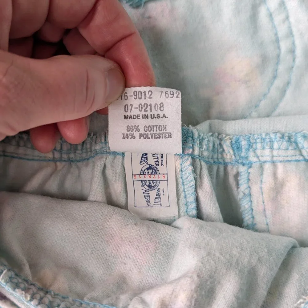 Vintage Oshkosh B'Gosh Teal Corduroy Bunny Rabbit Pattern Overall Dress size 4T